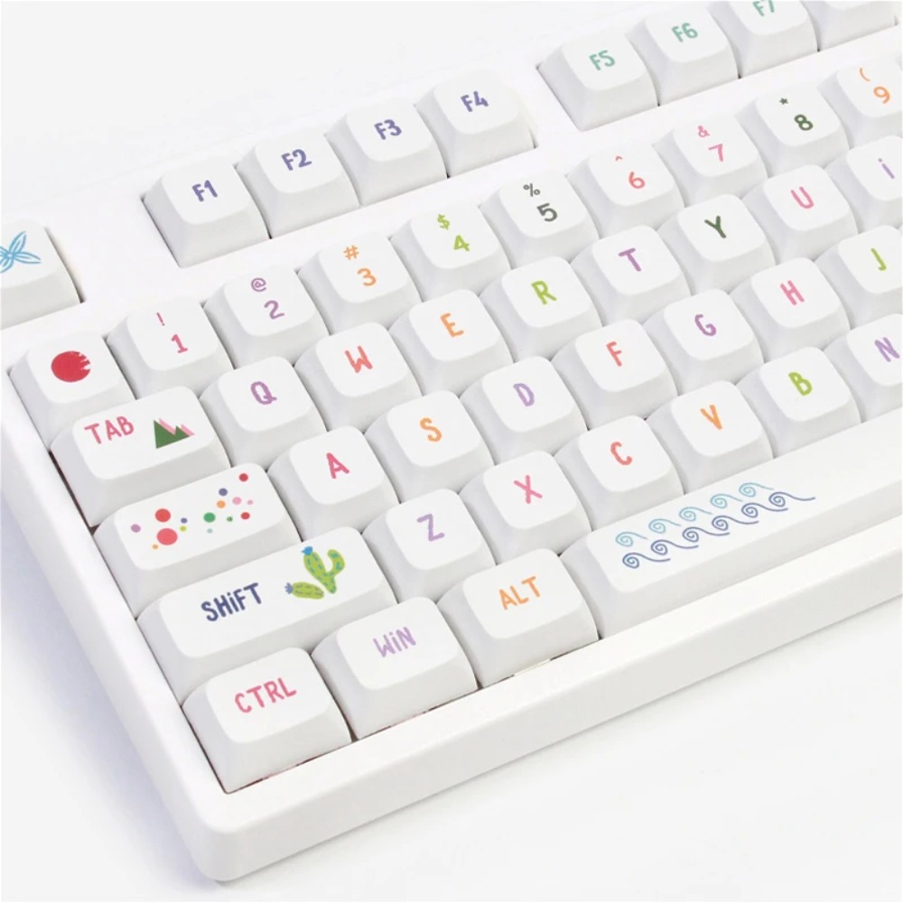Gaming Keyboard Tkl - Vibrantes teclas de arte de verano,
