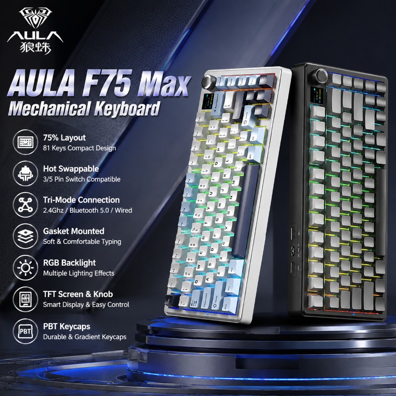 Gaming Keyboard He - Teclado Mecánico AULA F75 Max, Diseño
