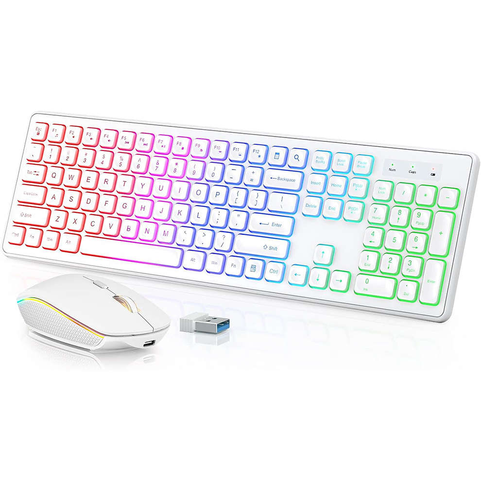 Gaming Keyboard Mechanical Wireless - Teclado y ratón inalámbricos retroiluminados, teclas