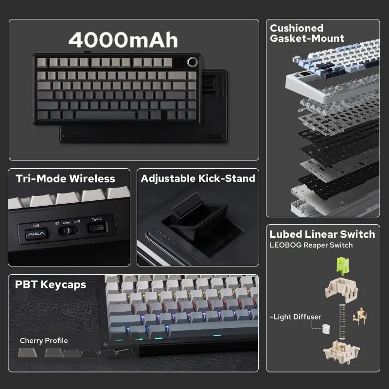 Teclado Mecánico AULA F75 Max, - Gaming Keyboard He reseña y precio