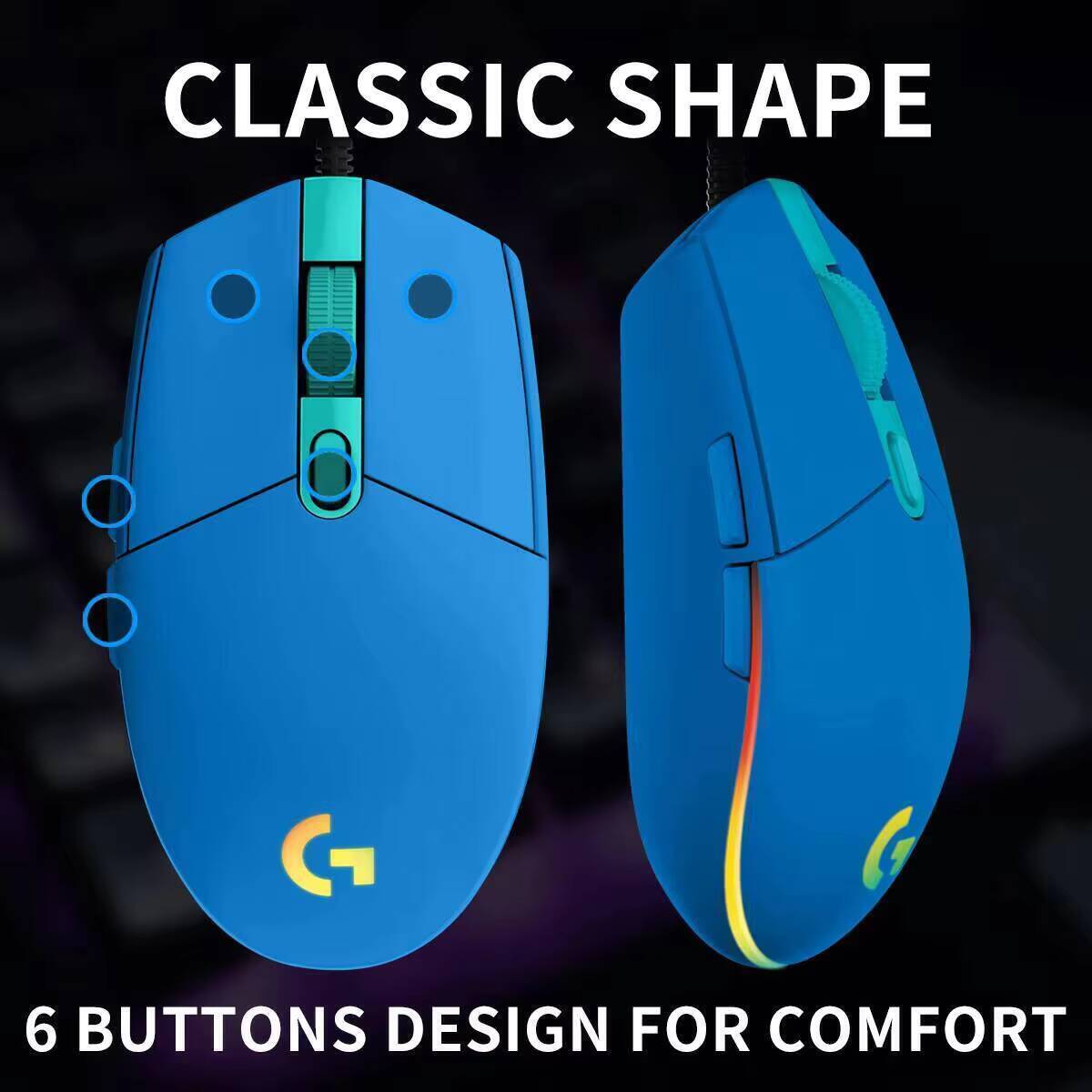 Ratón con Cable Logitech G203  - Logitech Mouse G203 reseña y precio