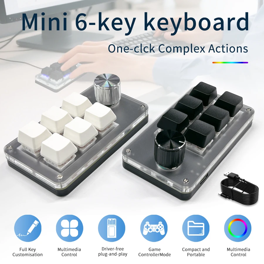 Mini teclado RGB con 6 teclas  - Gaming Keyboard Hot Swappable reseña y precio