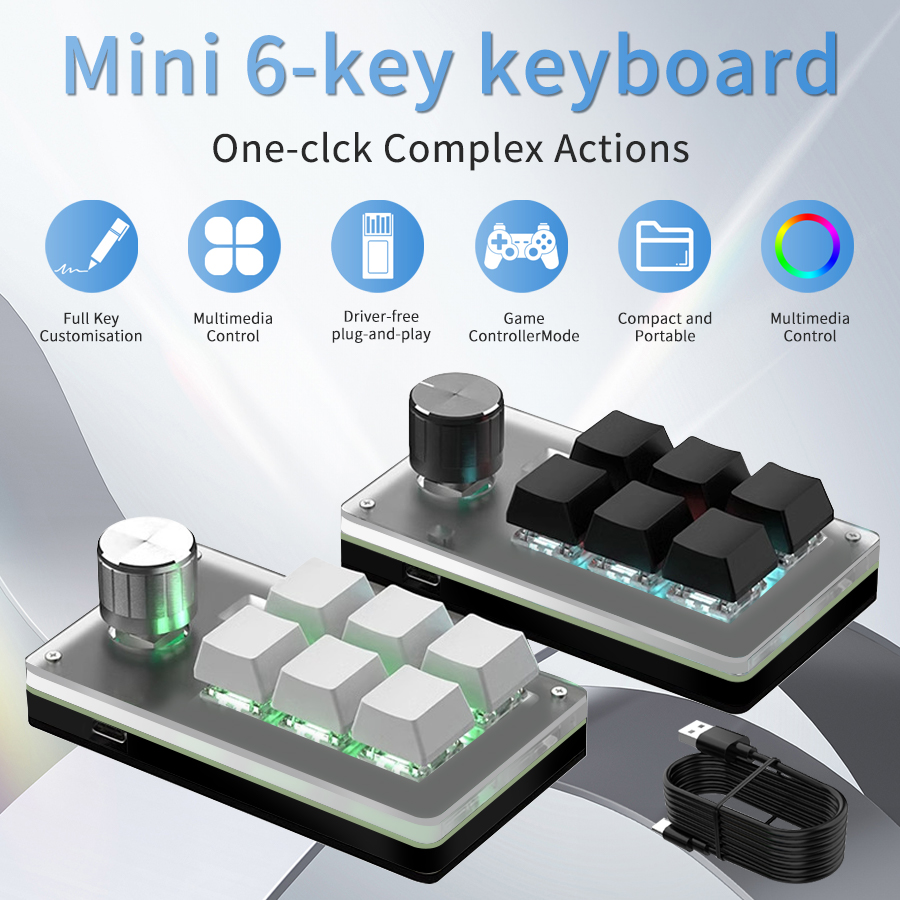Mini teclado RGB con 6 teclas  - Gaming Keyboard Hot Swappable reseña y precio