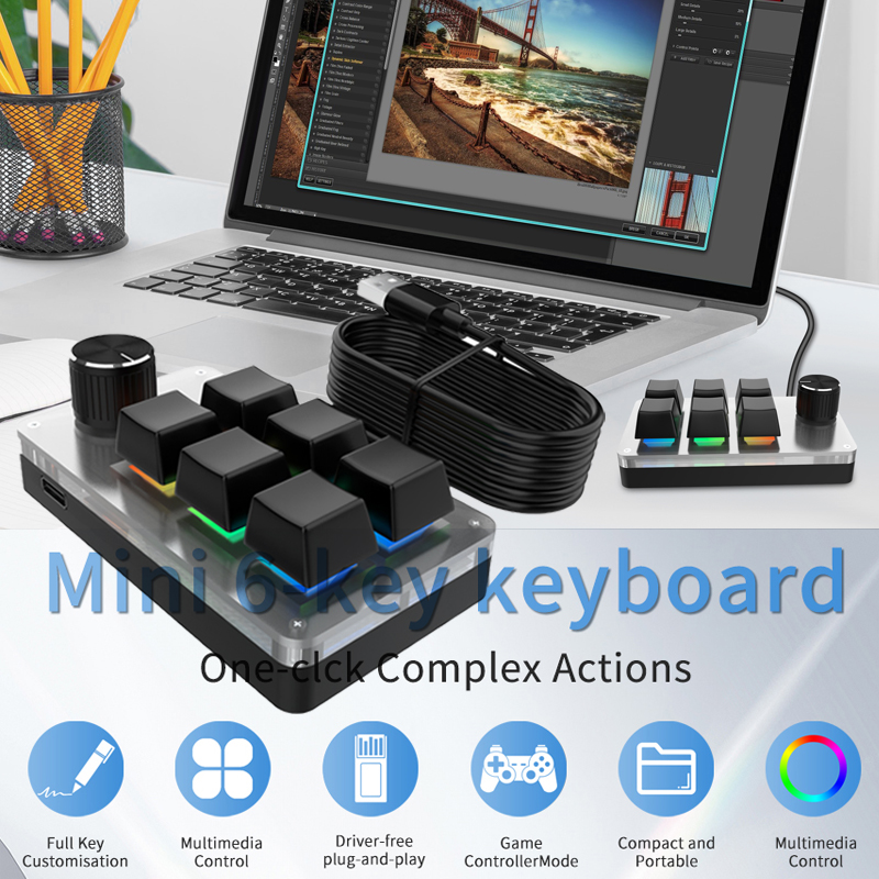 Mini teclado RGB con 6 teclas  - Gaming Keyboard Hot Swappable reseña y precio